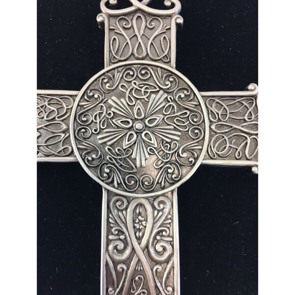 Spiritual Harvest Ornamental Cross Silver Metal Wall Hanging Decor 10'' NEW - Picture 7 of 8